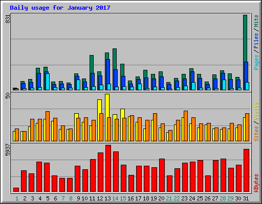 Daily usage for January 2017